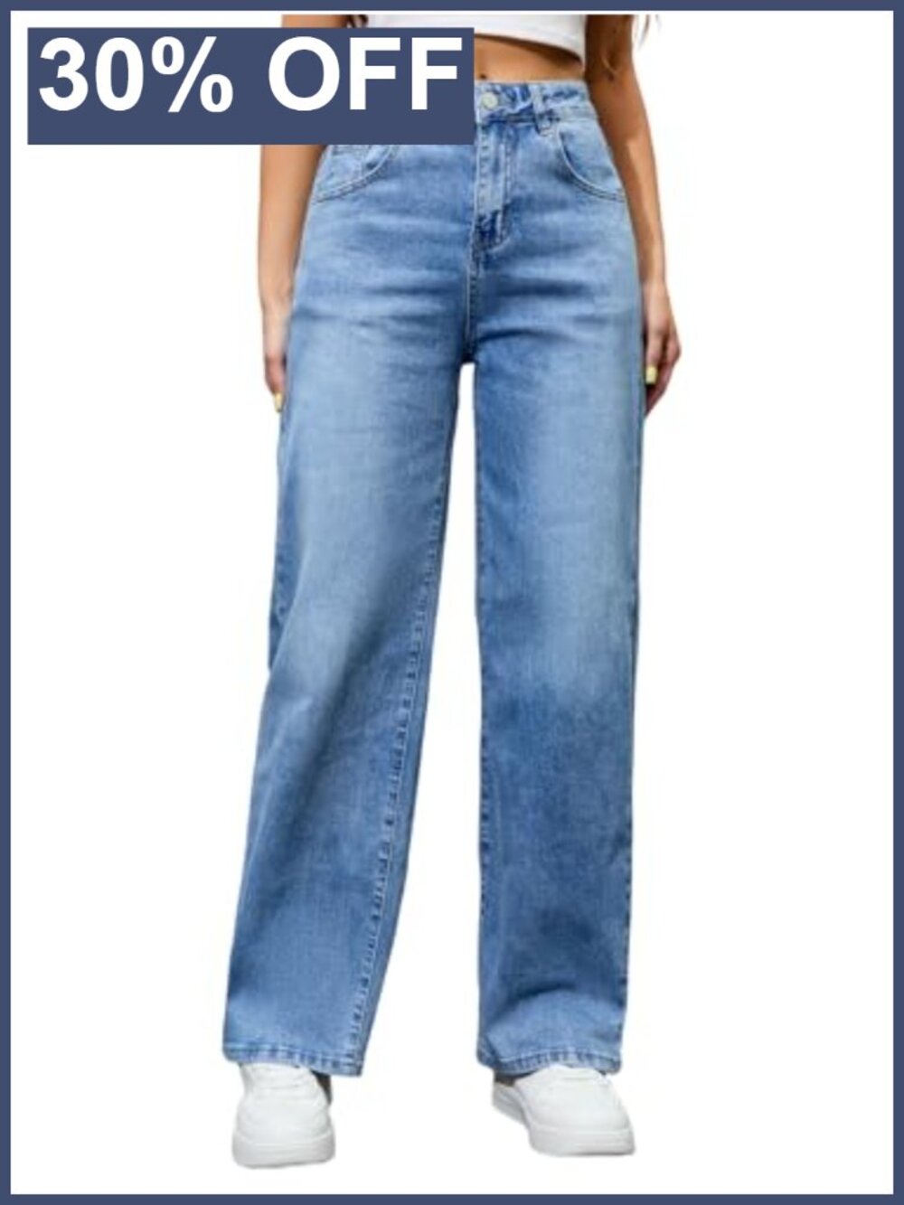 Women's High Waisted Straight Leg Stretchy Loose Jeans